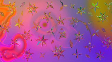 Parlak çiçekli kolaj çiçekleri mor ve pembe. Çiçekli zambakların eskiz geçmişi. Çiçek tasarımı için inanılmaz kolaj cennet tarzı..