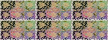 Tarafsız ve gri renklerde altın elementlerle kusursuz desen. Raster oryantal süs. Kusursuz altın desen.