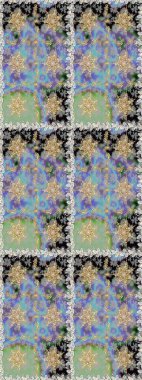 Kusursuz kraliyet lüksü, altın barok kumaş rengi. Altın antika ortaçağ dekoratifi, yapraklar ve gri ve nötr renklerde altın desenli süslemeleri olan pürüzsüz bir desen..