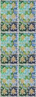 Senin tasarımın için, duvar kağıdı. Altın rengi, kusursuz çizim. Tarafsız ve mavi renklerde altın çiçekli altın desenler. Raster geometrik arkaplanı.