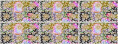 Damask altın soyut çiçek, nötr ve gri renklerde dikişsiz desen. Raster illüstrasyonu. Süsleme.