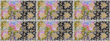 Kusursuz oryantal klasik altın desen. Gri ve nötr renklerde altın tekrarlayan elementler içeren Raster soyut arkaplanı.