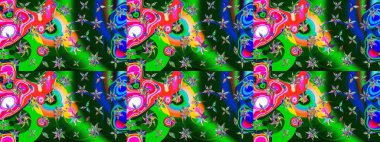 Düz Çiçek Elementleri Tasarımı. Zentangle soyut çiçekleri. Karalama çiçeği. Renkli Bahar Teması eskiz kalıbı. Güzel kumaş deseni. Raster illüstrasyonu.