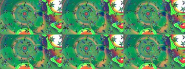 Raster illüstrasyonundaki çiçek desenli çizim. Renkli Bahar Teması eskiz kalıbı. Mavi ve yeşil renkli çiçekler. Düz Çiçek Elementleri Tasarımı.