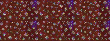 Kırmızı ve kahverengi renkli Asya tekstili. Suluboya çiçekli çiçek deseni. Raster illüstrasyonu.