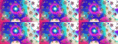 El çizimi. Raster illüstrasyonu. Çiçekli, yapraklı, çiçek desenli çizim..