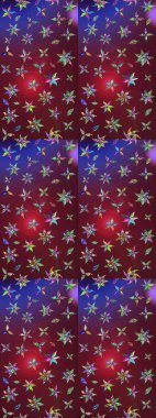 Soyut etnik raster çizim kalıbı. Kabile sanatı boho baskısı, klasik çiçek arkaplanı. Arkaplan dokusu, duvar kağıdı, mor ve kırmızı renkli çiçek teması.