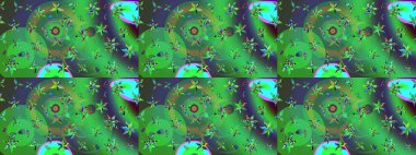 Karalama çiçekleri çizim kalıbı. Yeşil ve mavi el çizimi desen. Raster deseni. Sanat ilham verir ve mavi tarzda çiçekler bırakır..