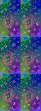 Güzel kumaş deseni. Asya tekstil tarzında. Düz Çiçek Elementleri Tasarımı. Raster illüstrasyonu. Çiçek desenli çizim. Renkli Bahar Teması çizim şablonu.