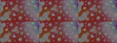 Raster suluboya çiçek deseni, narin çiçekler, kahverengi ve gri çiçekler, tebrik kartı şablonu. Raster Güzel kumaş deseni.