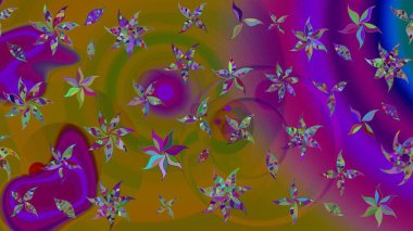 Çiçek. Raster illüstrasyonu. Taslak dekoratif arka plan, çiçek mandala. Kahverengi ve mor renklerde.