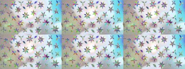 Düz Çiçek Elementleri Tasarımı. Raster illüstrasyonundaki çiçek desenli çizim. Renkli Bahar Teması eskiz kalıbı. Süslü kumaş deseni.