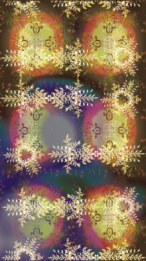 Renkler. Kar tanelerinin soyut arkaplanlı Noel şablonu. Kahverengi, nötr ve bej kar taneleri. Raster illüstrasyonu. Noel ve Yeni Yıl moda baskıları için tatil tasarımı.