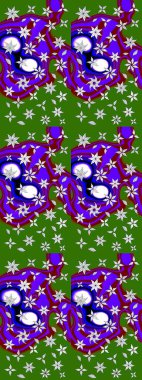 Raster. Güzel suluboya çiçekler, parlak resim ilham verici yeşil ve mor çiçek desenli eskiz arka plan.