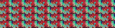 Çiçekler kırmızı ve yeşil renklerde. Çiçekli karalama şeklinde Raster çiçek deseni. Nazik, sevimli çiçek arkaplanı..