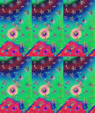 Çiçek tasarımı için inanılmaz bir kolaj cenneti tarzı. Çiçekli zambakların eskiz geçmişi. Parlak çiçekli kolaj çiçekleri yeşil.