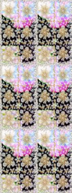 Classic vintage background. Seamless pattern on neutral and beige colors with golden elements. Seamless classic raster golden pattern. Raster illustration. Traditional orient ornament.