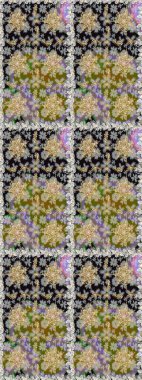 Paisley 'ler zarif çiçek desenli arkaplan duvar kâğıdı çizimleri. Klasik stil, güzel, üç boyutlu sanat eseri, altın ve gri desenli çiçek yaprakları ve süslemeleri var..