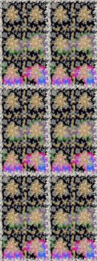 Barok tarzında altın çiçekli süs. Gri ve siyah renklerde altın bir element. Altın çiçekli, pürüzsüz desen. Damask arkaplanı.