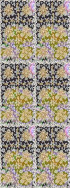 Gri ve nötr renklerde altın desenler ve altın elementler. Arkaplan, kumaş, altın duvar kağıdı. Raster altın pürüzsüz desen. Düz elle çizilmiş vintage koleksiyonu.