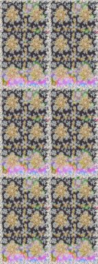 Çizgi sanatı tasarım şablonu için kusursuz sınır. Altın desenli çiçek dekoru. Gri ve nötr renklerde altın element. Davetiyeler, kartlar, web sayfası için Raster illüstrasyon. Doğu tarzı ögesi.