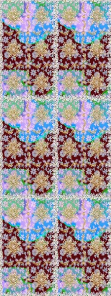 Doğu tarzı arabesk. Mavi renklerde altın elementlerle kusursuz desen. Kusursuz altın desenli bukleler. Hassas altın deseni açın. Raster. Parlak dantel, stilize çiçekler, şal desenli.