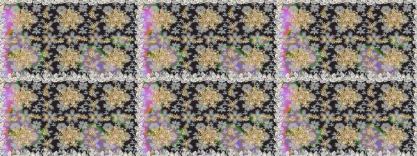 Raster altın desen. Altın elementli gri ve nötr renkler. Kusursuz altın desenli bukleler. Raster illüstrasyonu. Doğu tarzı arabesk.