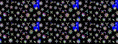 Yumuşak, bahar çiçekleri mavi ve siyah renklerde. Çiçek ve yapraklı karalama şeklinde Raster çiçek deseni. Raster illüstrasyonu.