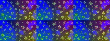 Çiçek buketleriyle klasik bir eskiz şekli. Raster illüstrasyonu. Mavi ve mor renklerde.