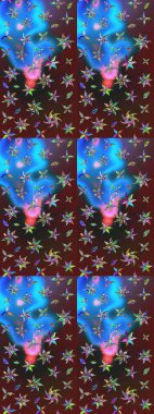 Kumaş desenli papatya çiçeği detayı. Renkli çiçekler.