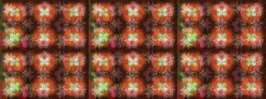 Yuvarlak raster kar tanesi. Güzel kar tanesi. Raster illüstrasyonu. Renkli arka planda izole tatlı kar taneleri. Soyut kış kahverengi, turuncu ve nötr süs.