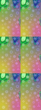 Tarafsız ve yeşil renklerde çiçekler. Raster illüstrasyonunda çiçek deseni çizimi.