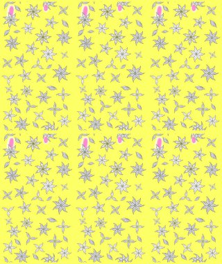 Düz Çiçek Elementleri Tasarımı. Renkli Yaz Temalı eskiz kalıbı. Sarı renkli çiçekler. Çiçekli retro deseni çiz.