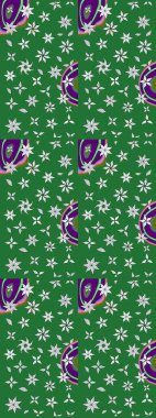 Kabile sanatı boho baskısı, klasik çiçek arkaplanı. Soyut etnik raster çizim kalıbı. Arkaplan dokusu, duvar kağıdı, yeşil renkli çiçek teması.