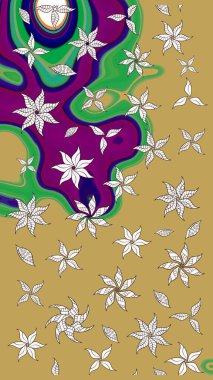 Tony 'nin kumaş kalıbını çiz. Modaya uygun kumaş deseni. Raster illüstrasyonu. Küçük çiçekte sevimli çiçek deseni var..