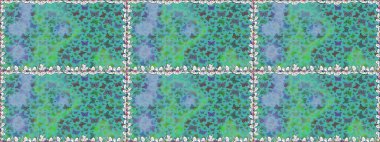 Mavi ve yeşil renkli bir resim. Raster illüstrasyonu. Klasik tarzda hem de. Elin kusursuz deseni suluboya dokusuyla çizilmiş kelebekler..