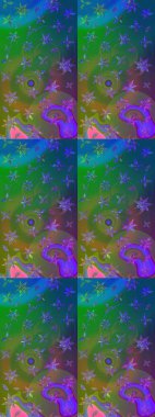 Çiçekli çizim şekli. Yeşil ve mavi renkte çiçekler. Renkli Bahar Teması eskiz kalıbı. Düz Çiçek Elementleri Tasarımı.