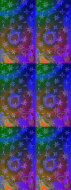 Üzerinde gelincikler ve vadi zambakları olan renkli çiçek desenli nakış deseni. Tekstil tasarımı için mavi ve mor renkli geleneksel halk çiçekleri buketi.