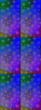 Raster illüstrasyonundaki çiçek desenli çizim. Mor ve mavi renkte çiçekler.