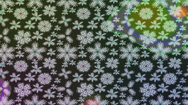 Çok renkli, zarif küçük çiçekler ve gri renkli komik böcekler, raster desen, illüstrasyon.