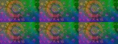 Raster güzel bir çiçek deseni çizmiş. Bahar mevsimi. Tatil havası. Nazik romantik baskı. Yeşil ve mavi renkte çiçekler.