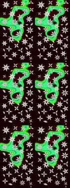 On black and green colors. Raster illustration. Flower. Sketch decorative background, flower mandala.