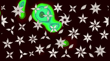 Siyah ve nötr renklere karalamalar çizilmiş çiçek deseni. Raster illüstrasyonu.