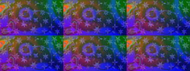 Üzerinde gelincikler ve vadi zambakları olan renkli çiçek desenli nakış deseni. Tekstil tasarımı için mavi ve mor renkli geleneksel halk çiçekleri buketi.