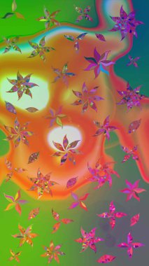 Küçük yeşil, turuncu ve çiçekli oldukça eski bir besin torbası deseni. Millefleur 'lar. Tekstil, kumaş, kapaklar, duvar kağıtları, baskı, paket, koleksiyon defteri, örgü, dekupaj için çiçek arkaplanı.