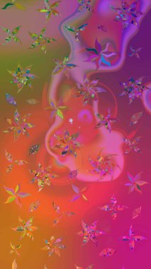 Renkli Bahar Teması eskiz kalıbı. Düz Çiçek Elementleri Tasarımı. Raster..