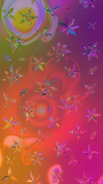 Gömlek baskısı için çiçek boyası. Çiçek desenli eskiz. Mor ve turuncu renkte çiçekler.