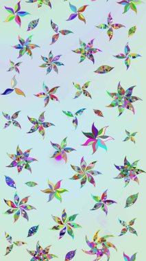 Küçük çiçekteki sevimli çiçek deseni. Raster deseni. Tarafsız ve yeşil renklerde yaz çiçekleri. Raster illüstrasyonu.