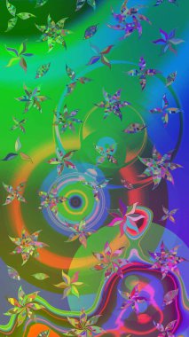 Çiçekler yeşil ve maviye. Eskiz arkaplan modeli. Suluboya, elle çizilmiş. Raster stoku.