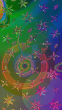 Yeşil ve mavi renkte çiçekler olan çiçek deseni çiz. Suluboya tarzında yeşil ve mavi renkte çiçekler.